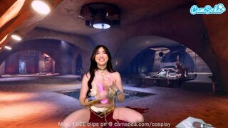 Princess Leia cosplayban élvezi a gigantikus didkós néger szépség játékát