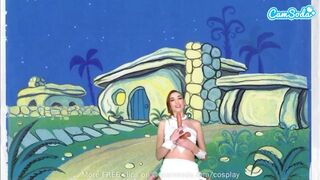 Cuki tinédzser wilma flintstone cosplayben masturbál és cidázza a nagy fazsat