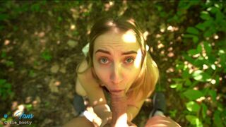 Tinédzser világos szőke kalandja közterületen: pov cumizás megtelített arccal a kockázatos együttlét után